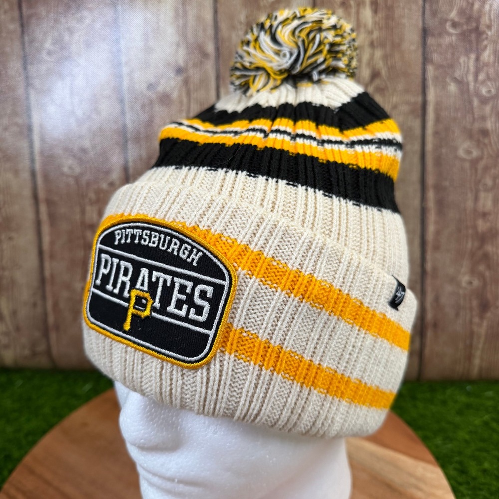 47 Brand Pittsburgh Pirates Beanie Mens One Size Natural Hone Patch Cuff Knit